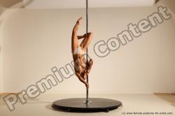 Nude Gymnastic poses Woman White Slim long brown Dancing Dynamic poses Pinup